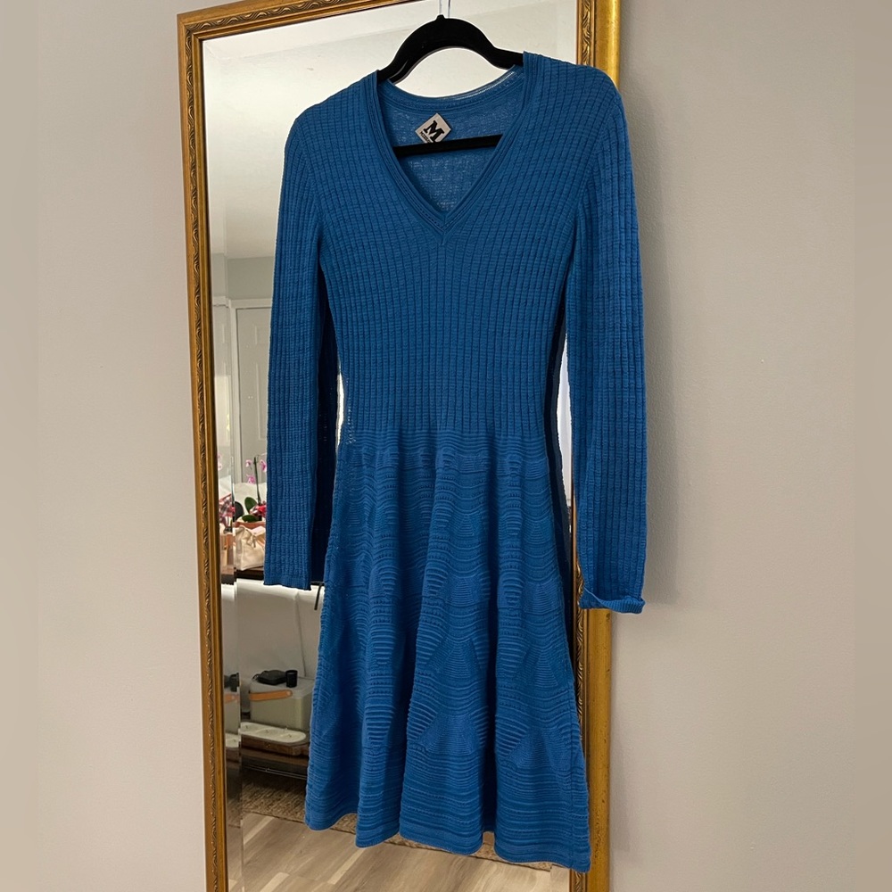Missoni knit blue dress